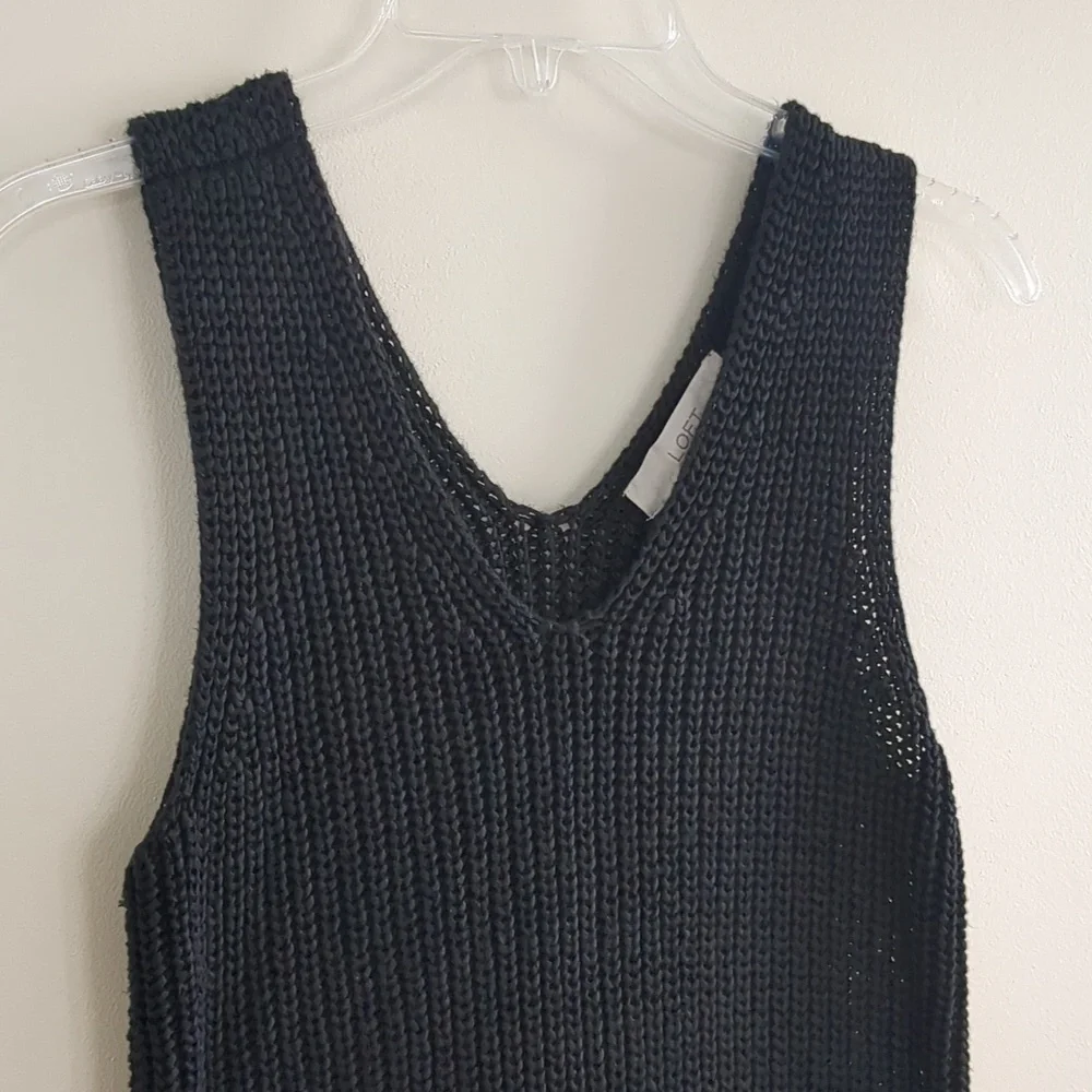 Women's LOFT Black Crochet Sleeveless Sweater (Size M) - Picture 2 of 4